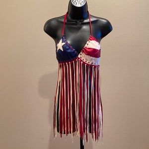 A. Tsagas American Flag Leather Halter Top Handmade USA